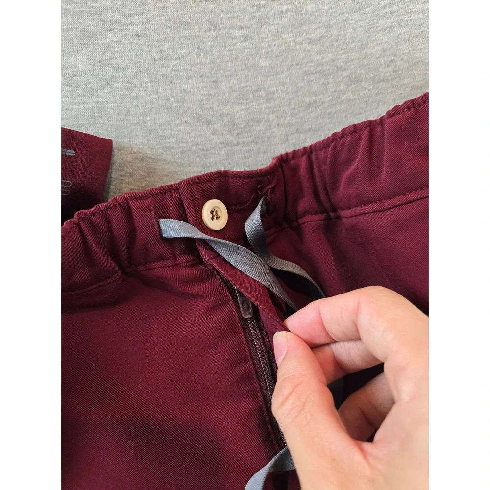 Figs Men's Joggers in Burgundy with Gray Drawstrings - Picture 6 of 14